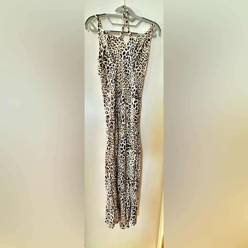 Forever 21 Maxi dress cheetah animal print halter adjustable straps size large